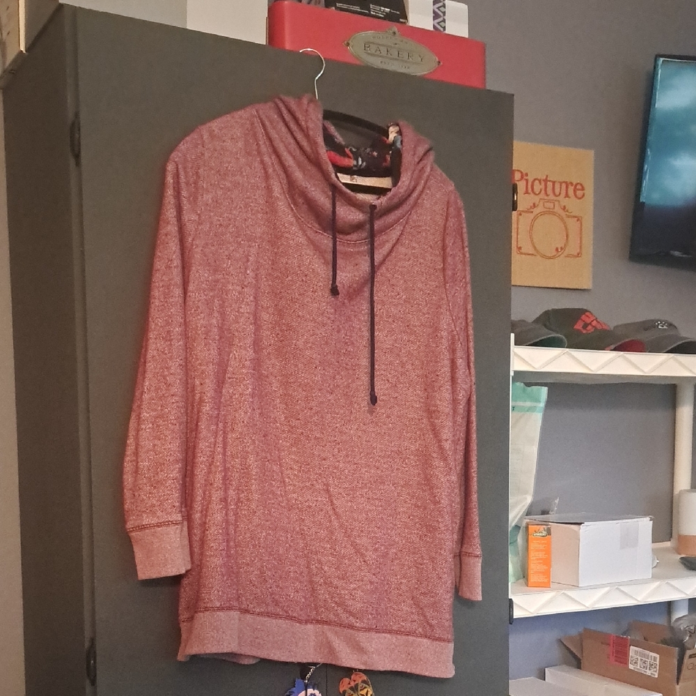 Maurices Heathered Pink Cowl Neck Sweater